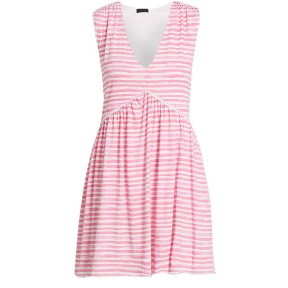 ATM  Jersey Stripe Sleeveless Mini Dress French Rose - Picture 1 of 7